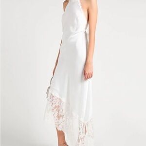 PINKO ✨ Elegant White Lace Trim Dress